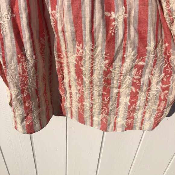 Misa Los Angeles Striped Off The Shoulder Smocked Embroidered Boho Top - Picture 4 of 10